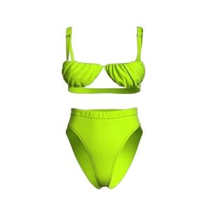 Hanifa Zina Bikini Top (M) Bottom (1XL) - Bright Lime